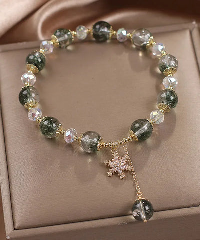 Modern Green Copper Zircon Crystal Flocos De Nieve Bracelet