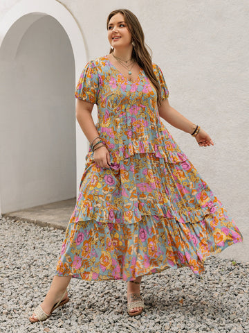 Plus Size Tiered Ruffled Resort Maxi Dress