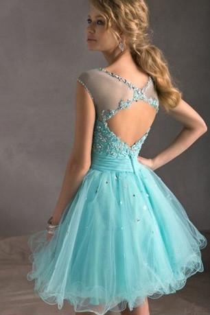 Tiffany Tulle Lace Homecoming Dress, Perfect Short Prom Dresses