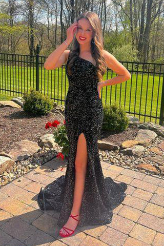 Sequin Long Prom Dress with Slit