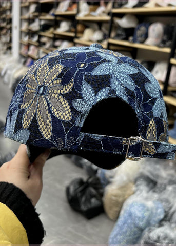 Schicke blaue Spitze Schmetterling Zirkon Patchwork Baseballmütze