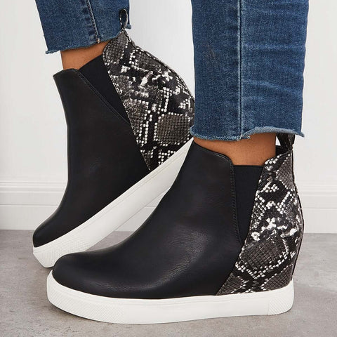Slip on Hidden Wedge Sneakers Platform Wedge Booties