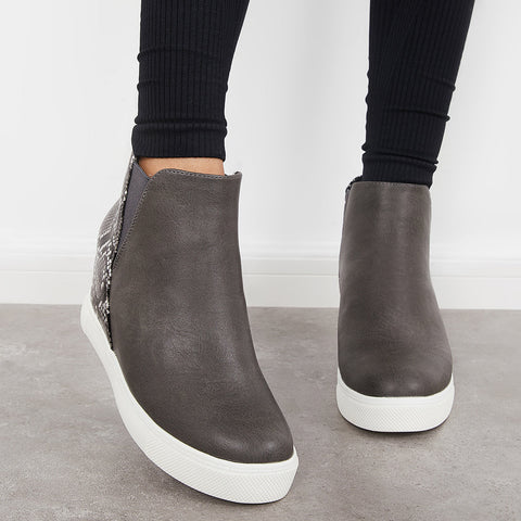 Slip on Hidden Wedge Sneakers Platform Wedge Booties