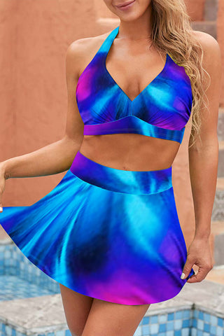 Bunter Streifen-Bikini mit schmeichelndem Neckholder-Kragen