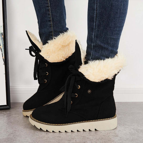 Non Slip Ankle Snow Booties Faux Fur Mid Calf Warm Boots