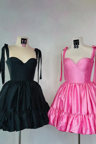 Princess A Line Spaghetti Straps Hot Pink Short Homecoming Dress with Ruched