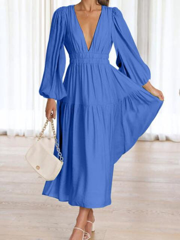 Boho Maxikleid mit Ballonärmeln für den Strandurlaub