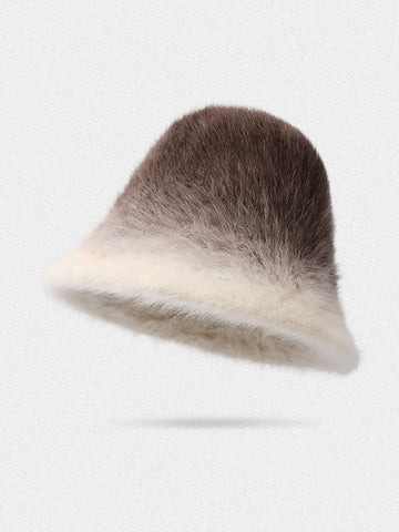 Women Winter Warm Gradient Color Plush Hat