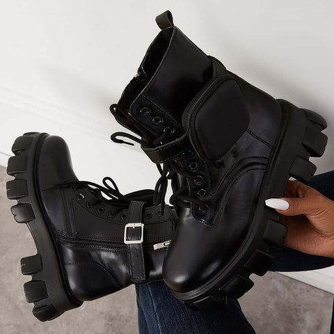 Chunky Platform Combat Ankle Boots Goth Lug Sole Booties