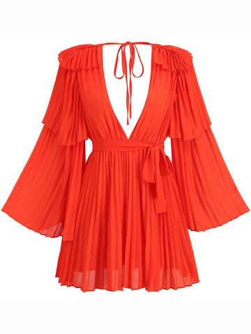 Empire Waist Party Chiffon Dress Draped Vestidos