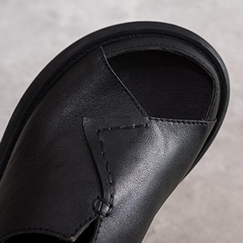 Women 2022 Sewing Platform Casual Leather Slippers