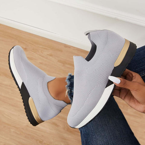 Lässige Slip-on-Strick-Loafters, atmungsaktive Wanderschuhe