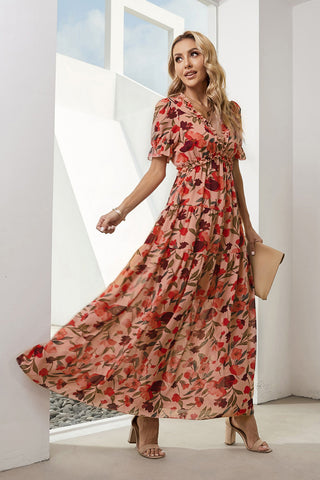 Resort-Maxikleid mit Rüschen und Blumenmuster