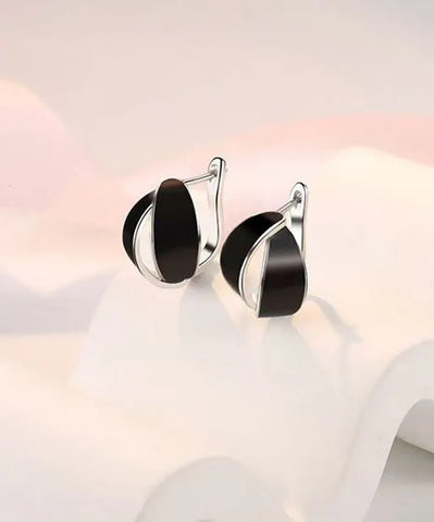 2026 New Black Copper Dipping Glaze Hoop Earrings