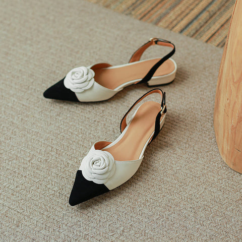 Deja Cap Toe Floral Handmade Slingback Flats