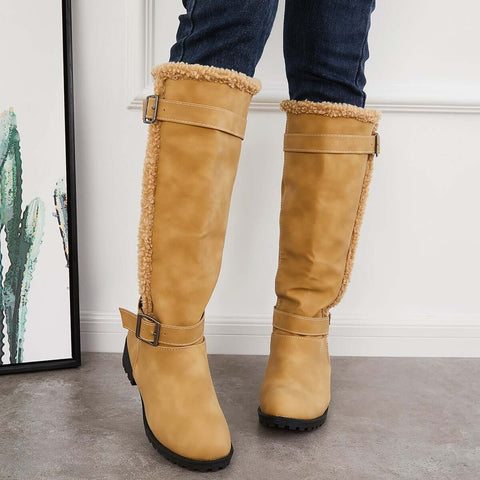Warm Knee High Snow Boots Winter Fur Lined Riding Boots