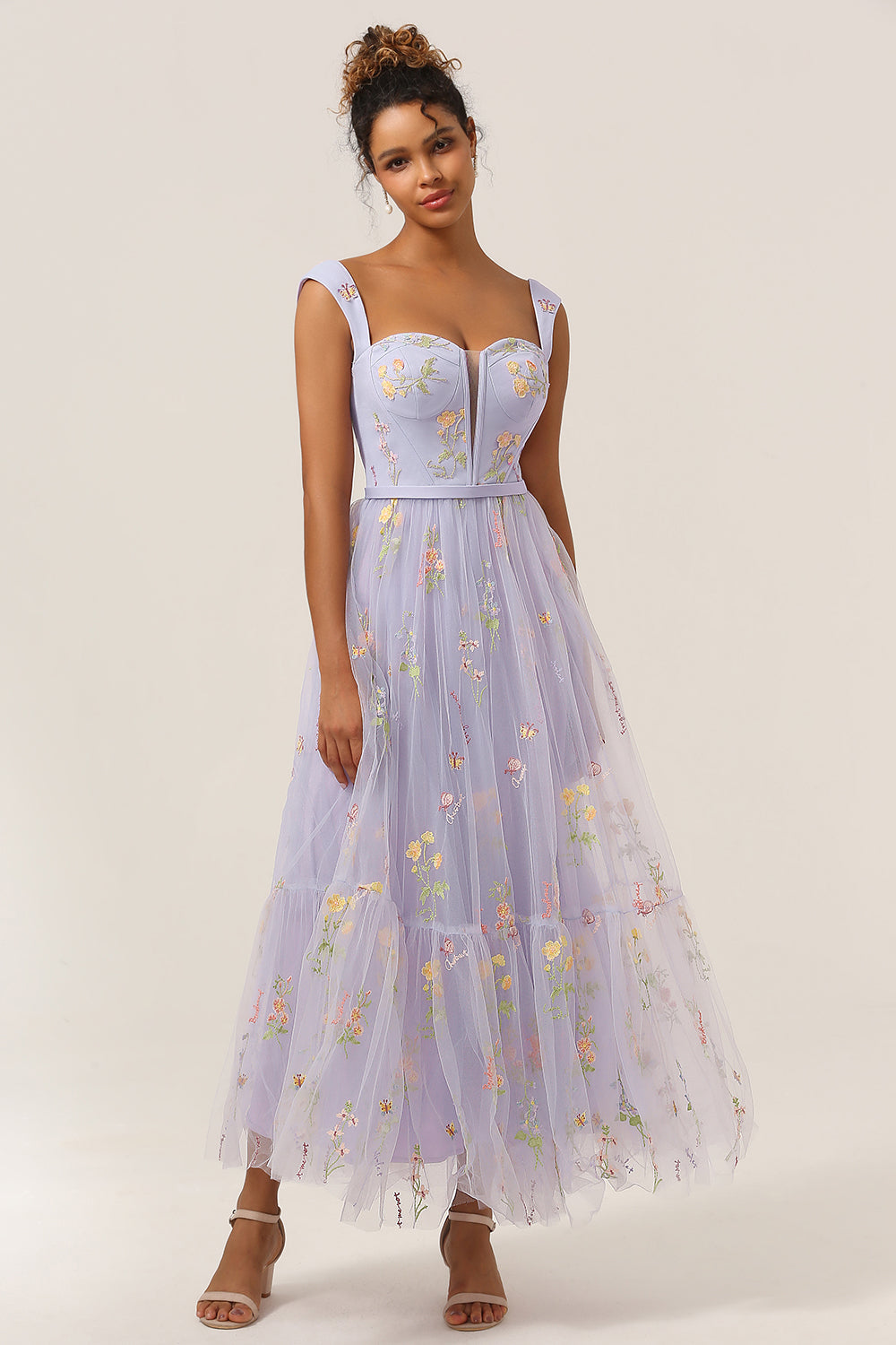 Cute A Line Sweetheart Light Purple Long Prom Dress with Embroidery