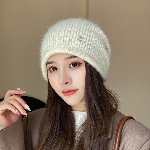 Damen Winter Strickmütze mit Kordelzugsaum