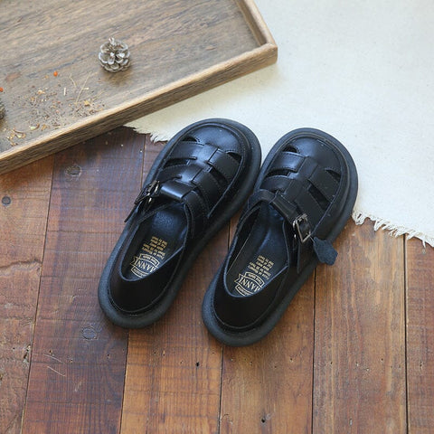 Summer Retro Hollow Leather Casual Sandals