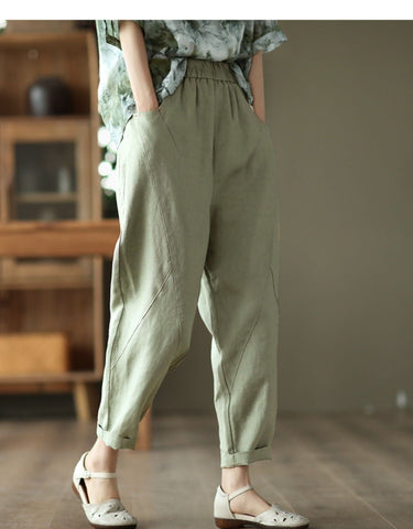 Women Minimalist Casual Loose Linen Pants