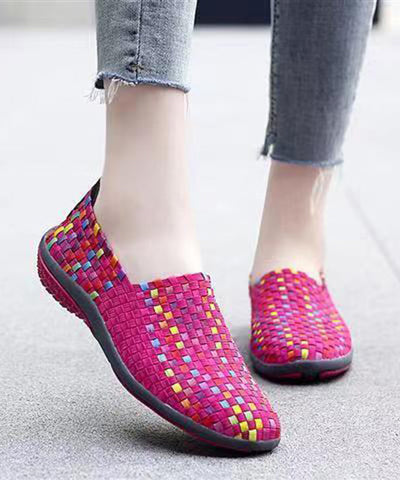 Strickstoff Schwarz DIY Weiche Spleißen Flats Schuhe