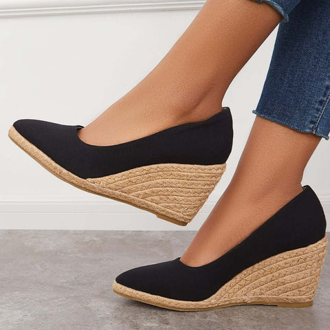 Platform Espadrilles Wedge Sandals Closed Toe Slip on Pumps