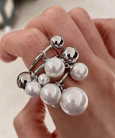 Classy Silk Alloy Pearl Beading Tassel Rings