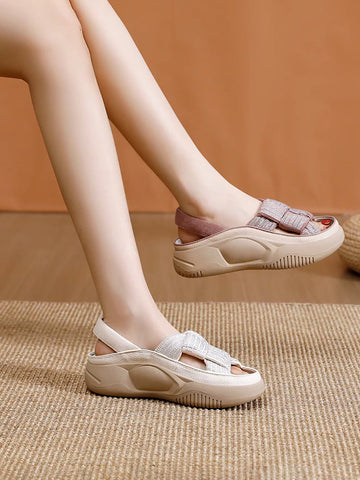 Women Summer Weaving Peep-toe Outdoor Platform Shoes