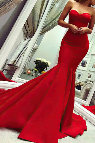 Satin Strapless Mermaid Prom Dress