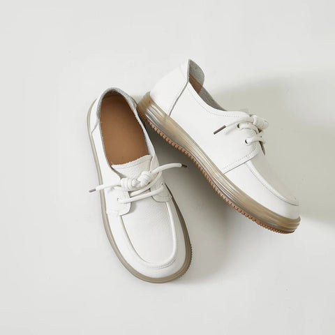 Echtes Leder Sneakers Frauen 2024 Neue Lace-up Frauen Loafers Casual Flache Kuh Sehne Sohle Krankenschwester Schuhe Frauen
