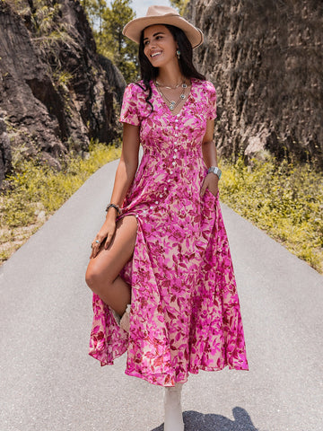 Long Floral Summer Vacation Dress
