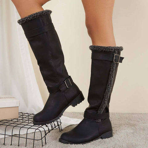 Warm Knee High Snow Boots Winter Fur Lined Riding Boots