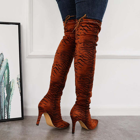 Stretchy Over The Knee Boots Pointed Toe Stiletto Heel Boots