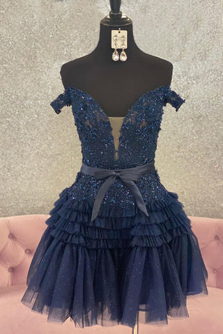 A Line Tulle Tiered Short Homecoming Dress