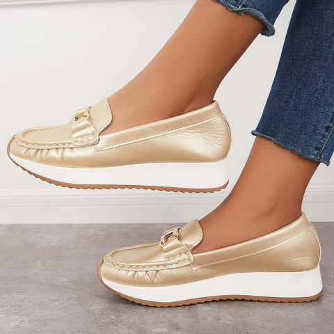 Lässige, bequeme Plateau-Loafer, flache Bootsschuhe zum Hineinschlüpfen