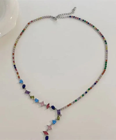 Stylish Rainbow Copper Alloy Zircon Pendant Necklace