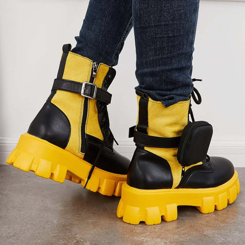 Chunky Platform Combat Ankle Boots Goth Lug Sole Booties