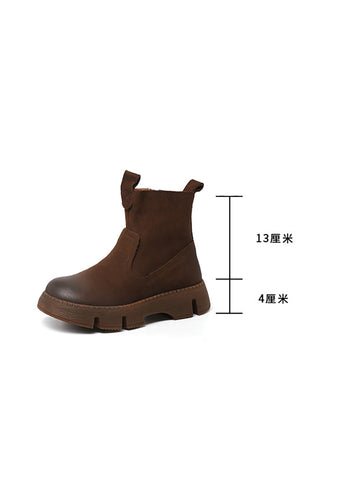 Women Winter Retro Leather Zipper Martin Boots