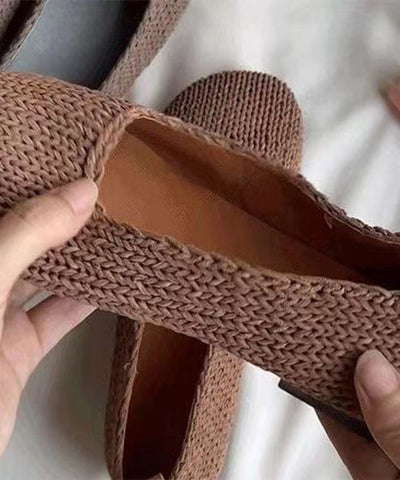 Boutique Bequeme Kaffee Flache Schuhe Schaffell Spleißen
