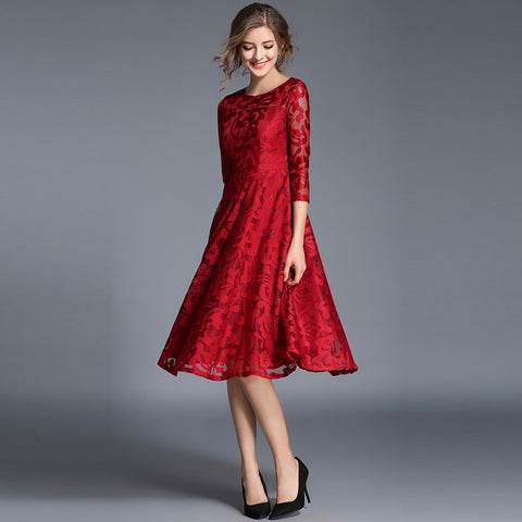 Spring Fashion England Style Luxury Elegant Slim Ladies Party Dress