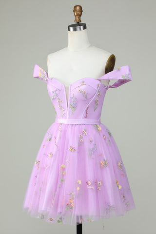 Stylish A Line Sweetheart Light Green Short Homecoming Dress with Embroidery