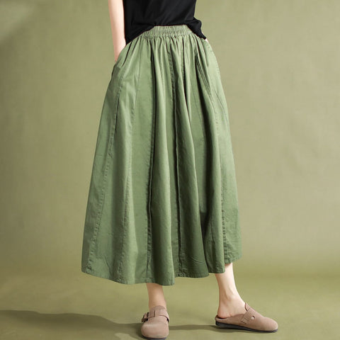 Summer Solid Casual Patchwork Cotton Skirt