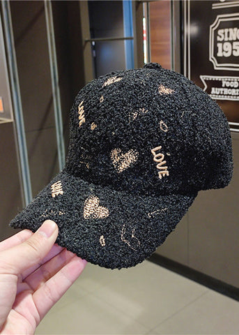 DIY schwarze Buchstabenstickerei Woll-Baseballmütze