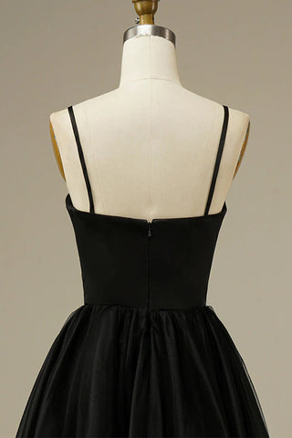 Tulle A-line Midi Simple Prom Dress