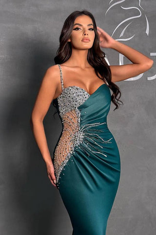 Spaghettiträger Meerjungfrau Abendkleid Ärmellos Mit Perlen