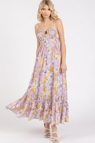 Floral Ruffled Hem Summer Maxi Cami Dress
