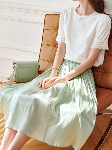 Clara French Style High Rise Vacation Full Skirt-Beige