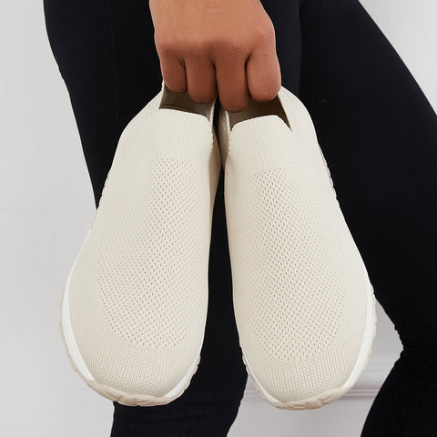 Lässige Slip-on-Strick-Loafters, atmungsaktive Wanderschuhe