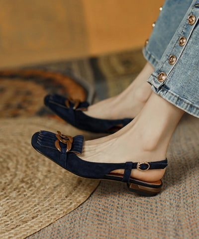 Apricot Suede Tassel Sequined Splicing Water Sandals