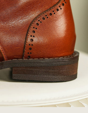 British Style Handmade Vintage Lace-up Oxford Boots